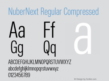 NuberNext Regular Compressed Version 001.002 February 2020 Font Sample
