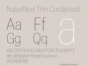 NuberNext Thin Condensed Version 001.002 February 2020图片样张