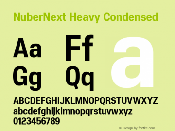 NuberNext Heavy Condensed Version 001.002 February 2020 Font Sample