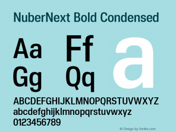 NuberNext Bold Condensed Version 001.002 February 2020 Font Sample
