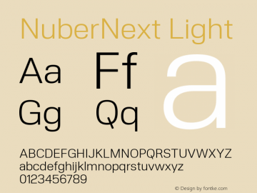 NuberNext Light Version 001.002 February 2020 Font Sample