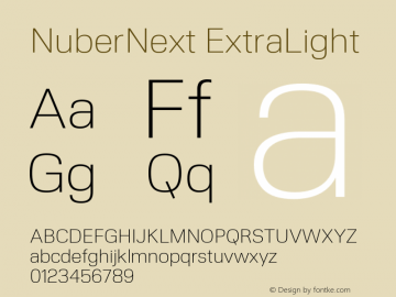 NuberNext ExtraLight Version 001.002 February 2020 Font Sample