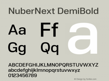 NuberNext DemiBold Version 001.002 February 2020 Font Sample