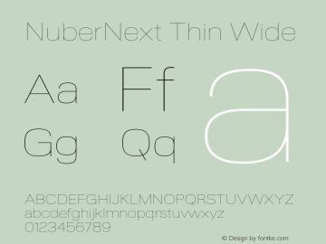 NuberNext Thin Wide Version 001.002 February 2020 Font Sample