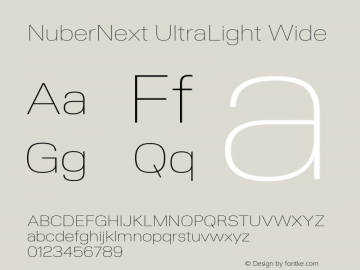 NuberNext UltraLight Wide Version 001.002 February 2020 Font Sample