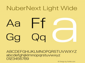 NuberNext Light Wide Version 001.002 February 2020 Font Sample