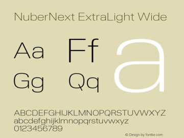 NuberNext ExtraLight Wide Version 001.002 February 2020 Font Sample