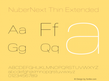 NuberNext Thin Extended Version 001.002 February 2020 Font Sample