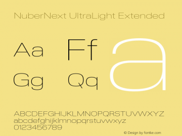NuberNext UltraLight Extended Version 001.002 February 2020 Font Sample
