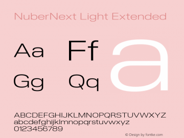 NuberNext Light Extended Version 001.002 February 2020 Font Sample