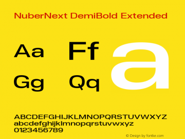 NuberNext DemiBold Extended Version 001.002 February 2020 Font Sample