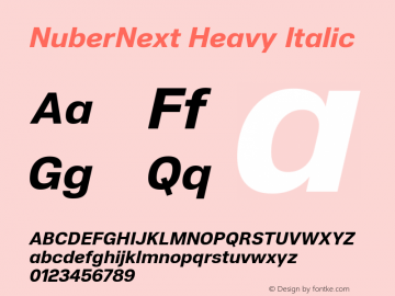 NuberNext Heavy Italic Version 001.002 February 2020 Font Sample