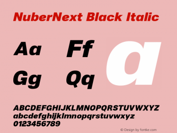 NuberNext Black Italic Version 001.002 February 2020 Font Sample