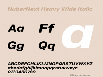 NuberNext Heavy Wide Italic Version 001.002 February 2020 Font Sample