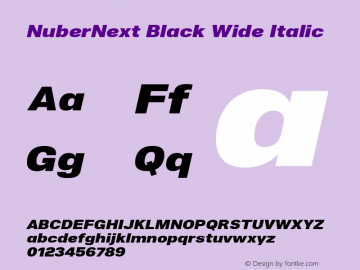 NuberNext Black Wide Italic Version 001.002 February 2020 Font Sample