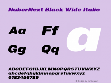 NuberNext Black Wide Italic Version 001.002 February 2020图片样张