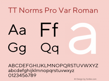 TT Norms Pro Var Roman Version 2.140 Font Sample