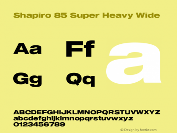 Shapiro 85 Super Heavy Wide Version 2.000 Font Sample