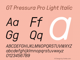 GT Pressura Pro Light Italic Version 1.000图片样张