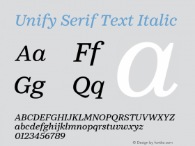 Unify Serif Text Italic Version 1.002图片样张