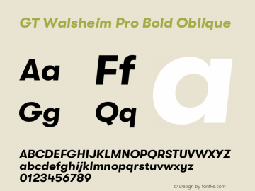 GT Walsheim Pro Bold Oblique Version 2.001 Font Sample