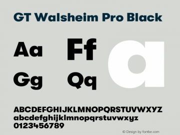 GT Walsheim Pro Black Version 2.001 Font Sample