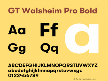 GT Walsheim Pro Bold Version 2.001 Font Sample