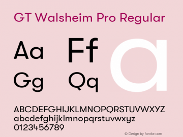 GT Walsheim Pro Regular Version 2.001 Font Sample