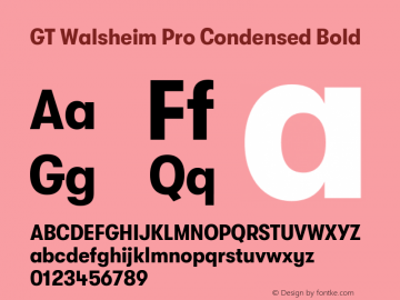 GT Walsheim Pro Condensed Bold Version 2.001 Font Sample