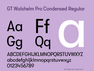 GT Walsheim Pro Condensed Regular Version 2.001 Font Sample