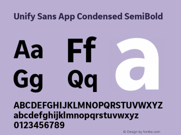 Unify Sans App Condensed SemiBold Version 1.000 Font Sample