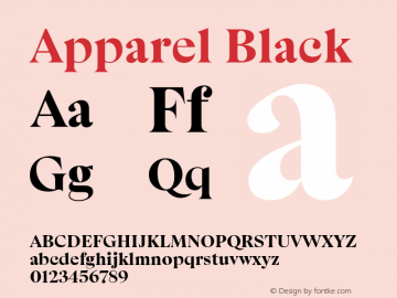 Apparel Black Version 1.000;hotconv 1.0.109;makeotfexe 2.5.65596 Font Sample