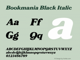 Bookmania-BlackItalic Version 1.008;PS 001.008;hotconv 1.0.88;makeotf.lib2.5.64775图片样张