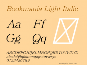 Bookmania-LightItalic Version 1.008;PS 001.008;hotconv 1.0.88;makeotf.lib2.5.64775图片样张