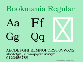 Bookmania-Regular Version 1.008;PS 001.008;hotconv 1.0.88;makeotf.lib2.5.64775图片样张