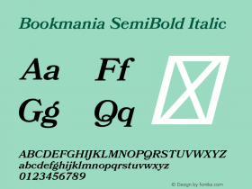 Bookmania-SemiBoldItalic Version 1.008;PS 001.008;hotconv 1.0.88;makeotf.lib2.5.64775图片样张