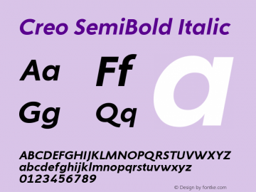 Creo SemiBold Italic Version 1.00;October 24, 2019;FontCreator 11.5.0.2430 64-bit图片样张