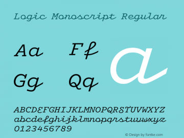 Logic Monoscript Version 1.001;hotconv 1.0.114;makeotfexe 2.5.65599 DEVELOPMENT Font Sample