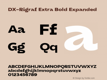 DXRigraf-ExtraBoldExpanded Version 1.000 Font Sample