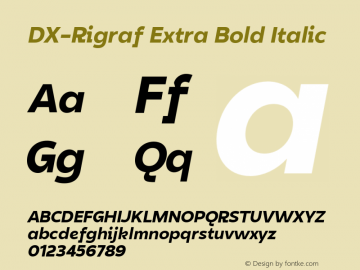 DXRigraf-ExtraBoldItalic Version 1.000 Font Sample