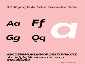 DXRigraf-BoldExtExpIta Version 1.000 Font Sample