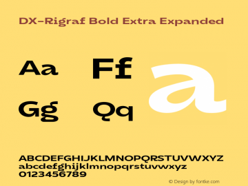 DXRigraf-BoldExtraExpanded Version 1.000 Font Sample