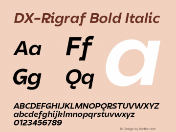 DXRigraf-BoldItalic Version 1.000 Font Sample