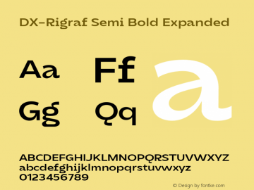 DXRigraf-SemiBoldExpanded Version 1.000 Font Sample