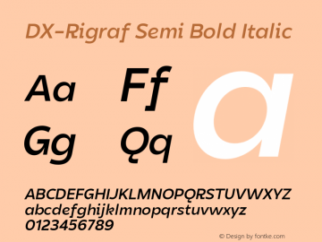DXRigraf-SemiBoldItalic Version 1.000 Font Sample