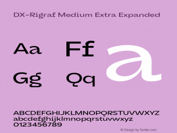 DXRigraf-MediumExtraExpanded Version 1.000 Font Sample