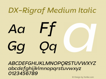 DXRigraf-MediumItalic Version 1.000 Font Sample