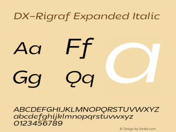 DXRigraf-ExpandedItalic Version 1.000 Font Sample