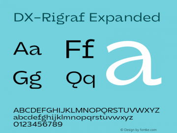 DXRigraf-Expanded Version 1.000 Font Sample