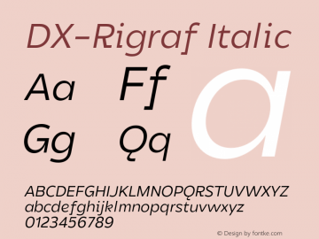 DXRigraf-Italic Version 1.000 Font Sample